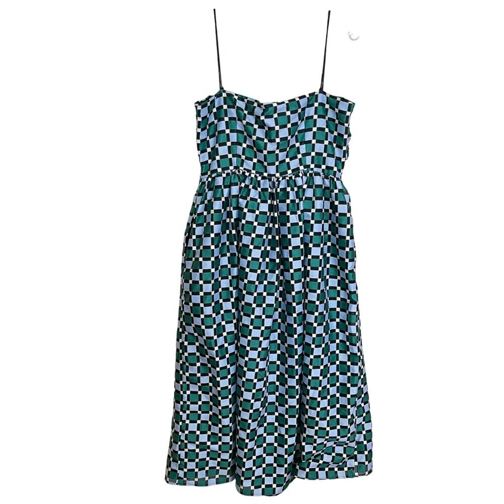 Stine Goya $585 Arya Check Pattern Midi Dress Pockets Size Large NWT - Picture 7 of 10
